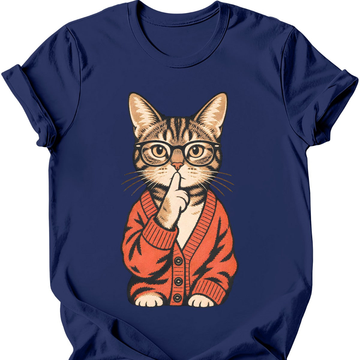 Librarian Cat T-Shirt — Navy