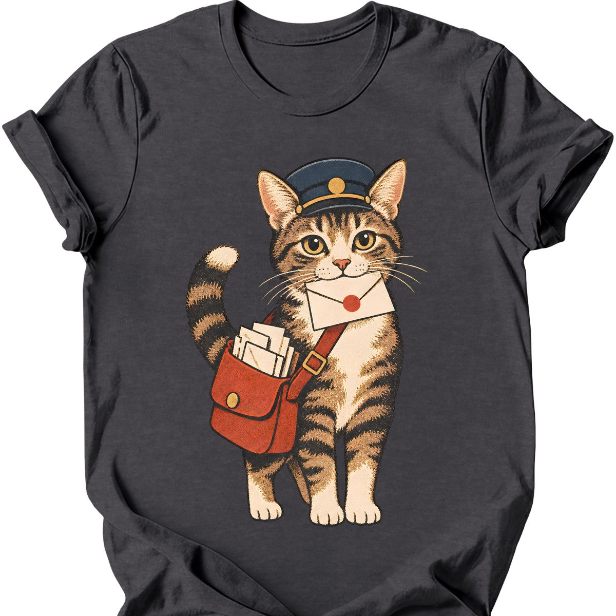 Mail Carrier Cat T-Shirt — Dark Heather