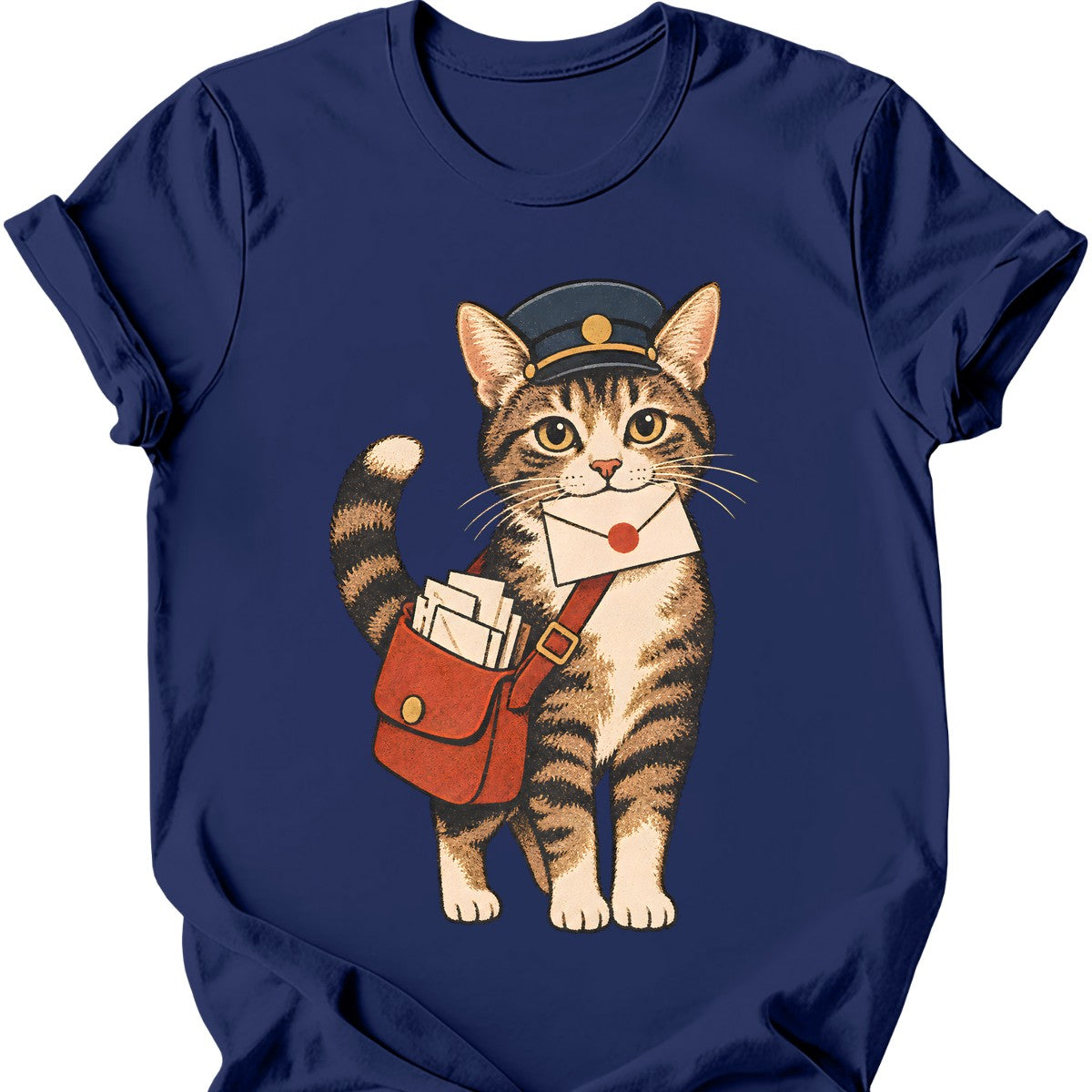Mail Carrier Cat T-Shirt — Navy