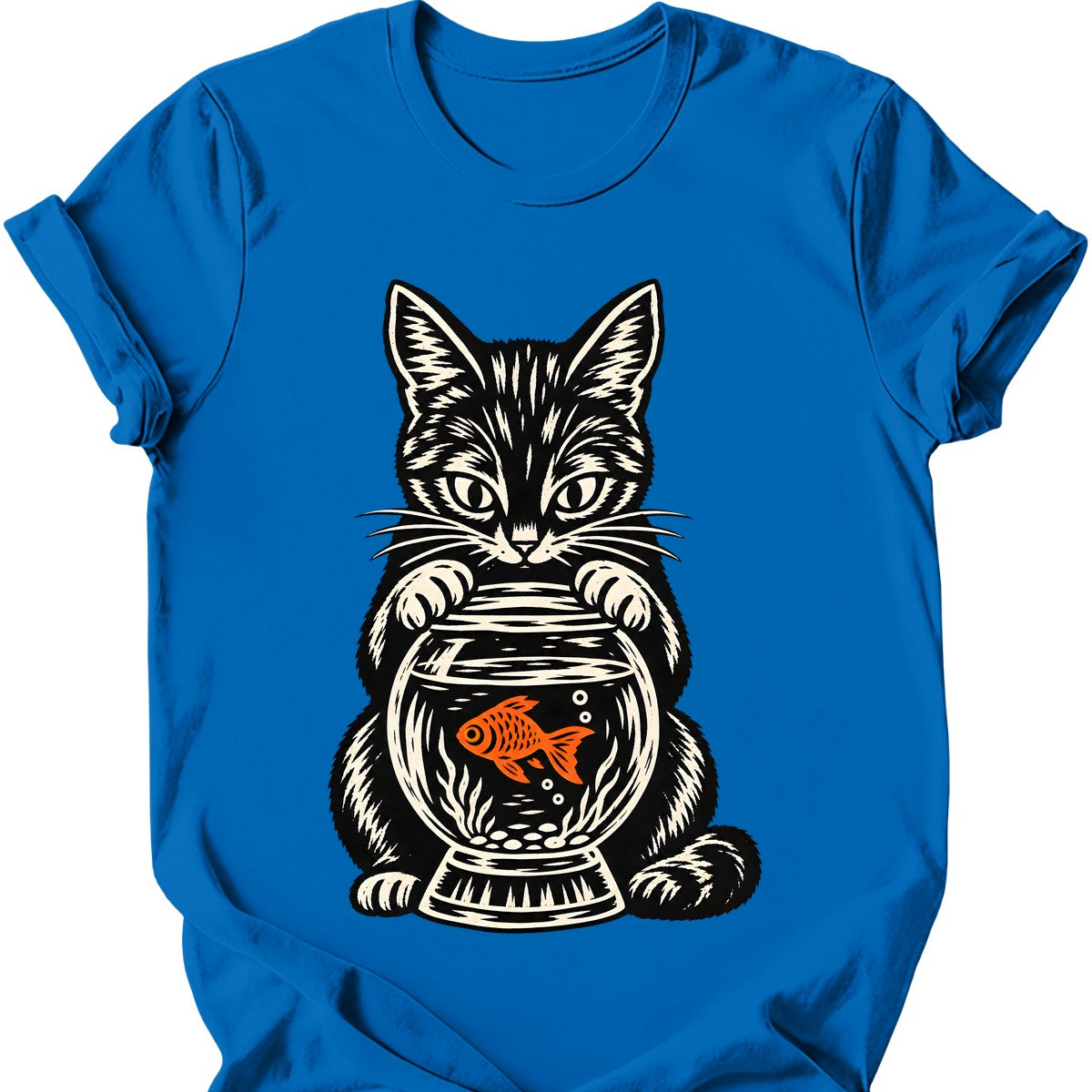 Fishbowl Cat T-Shirt — Royal