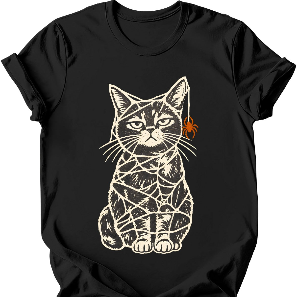 Cobweb Cat T-Shirt — Black