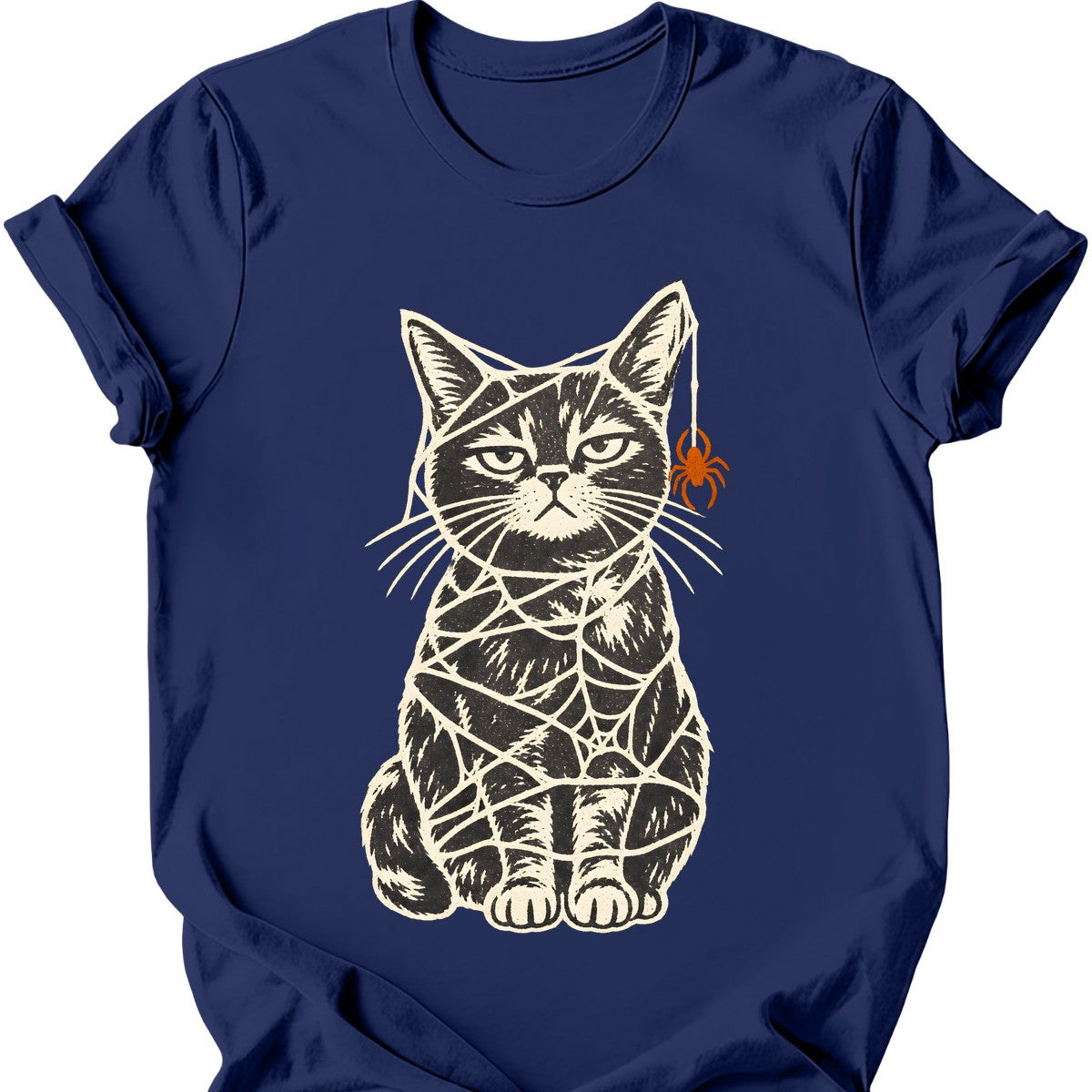 Cobweb Cat T-Shirt — Navy