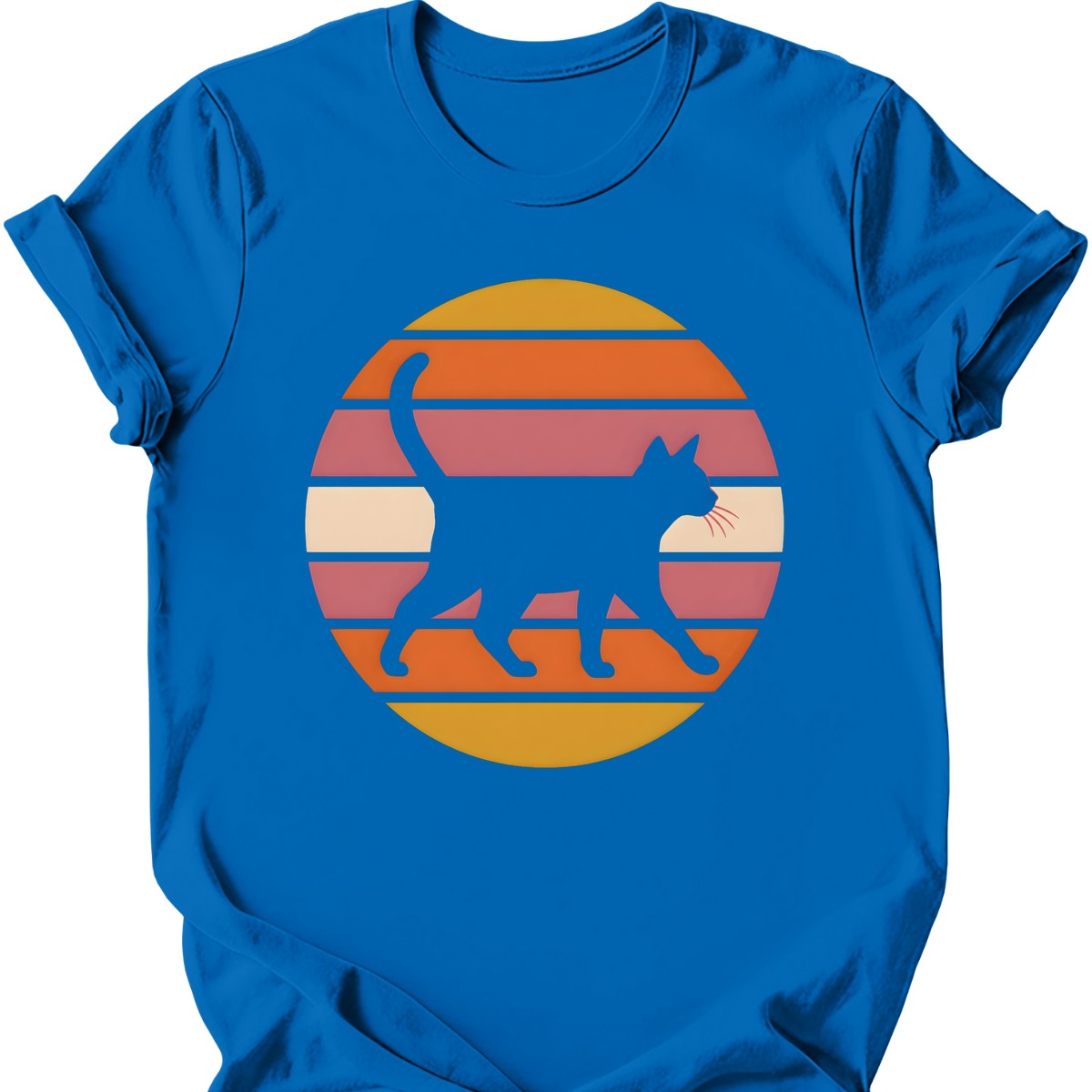 Sunset Stroll Cat T-Shirt — Royal