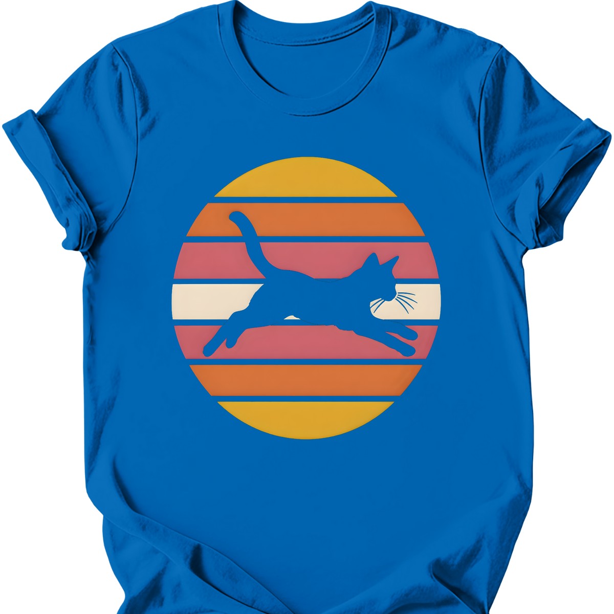 Sunset Pounce Cat T-Shirt — Royal