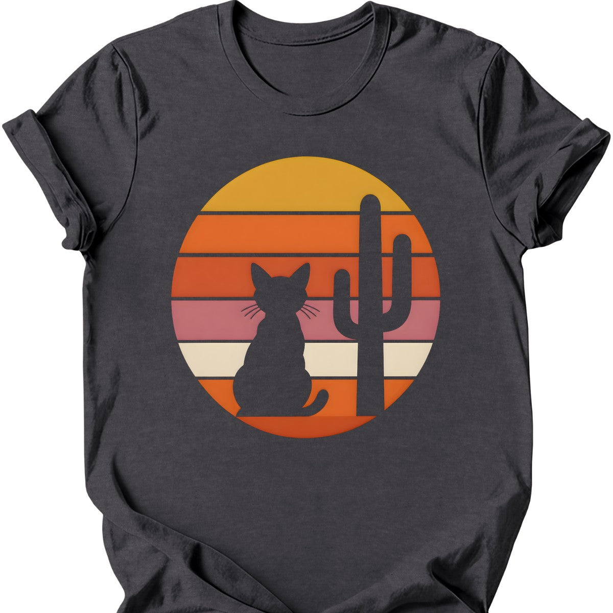 Desert Sunset Cat T-Shirt — Dark Heather