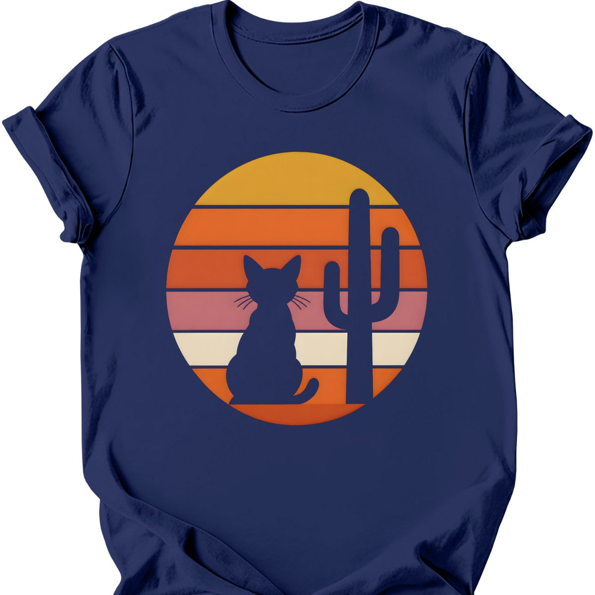 Desert Sunset Cat T-Shirt — Navy