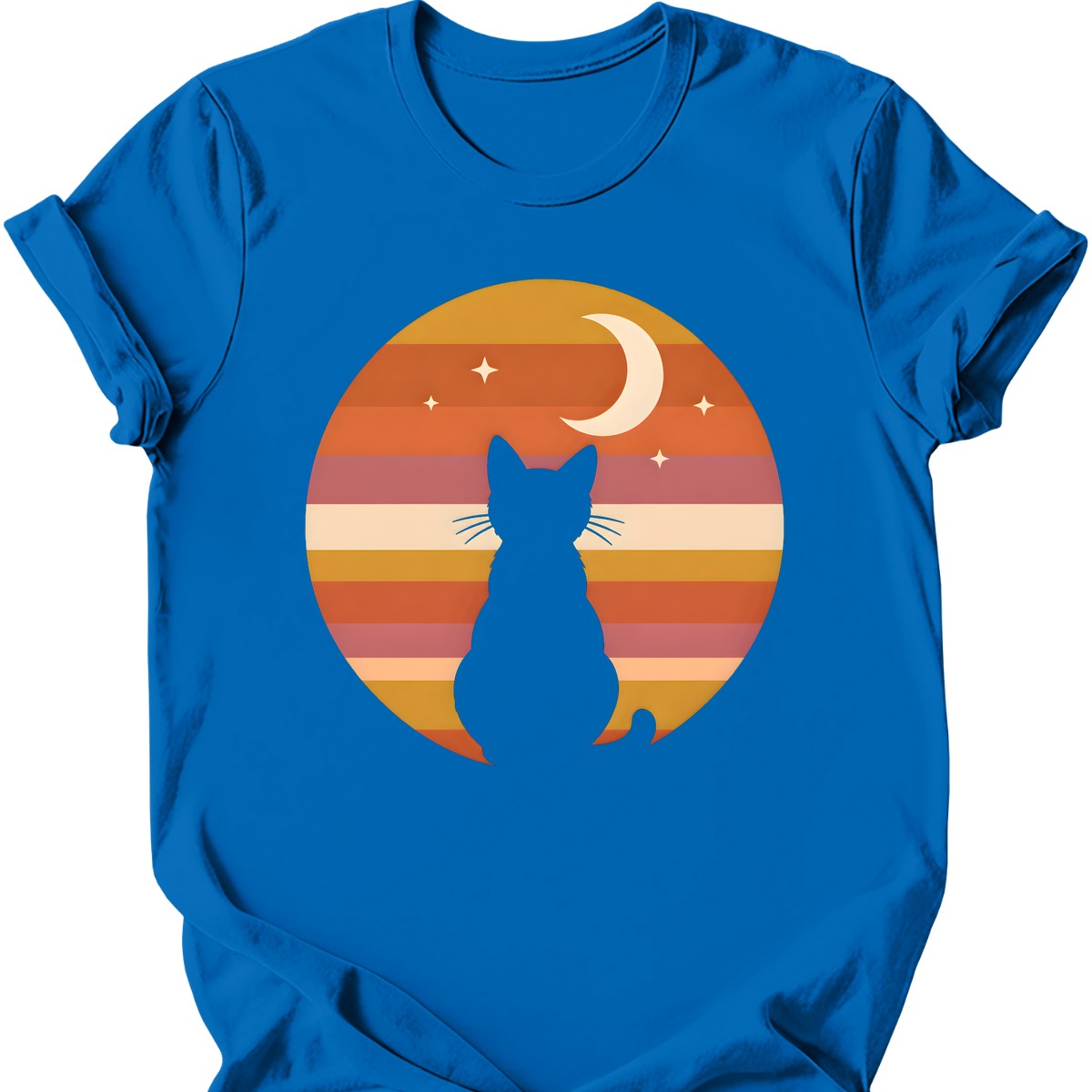 Crescent Moon Cat T-Shirt — Royal
