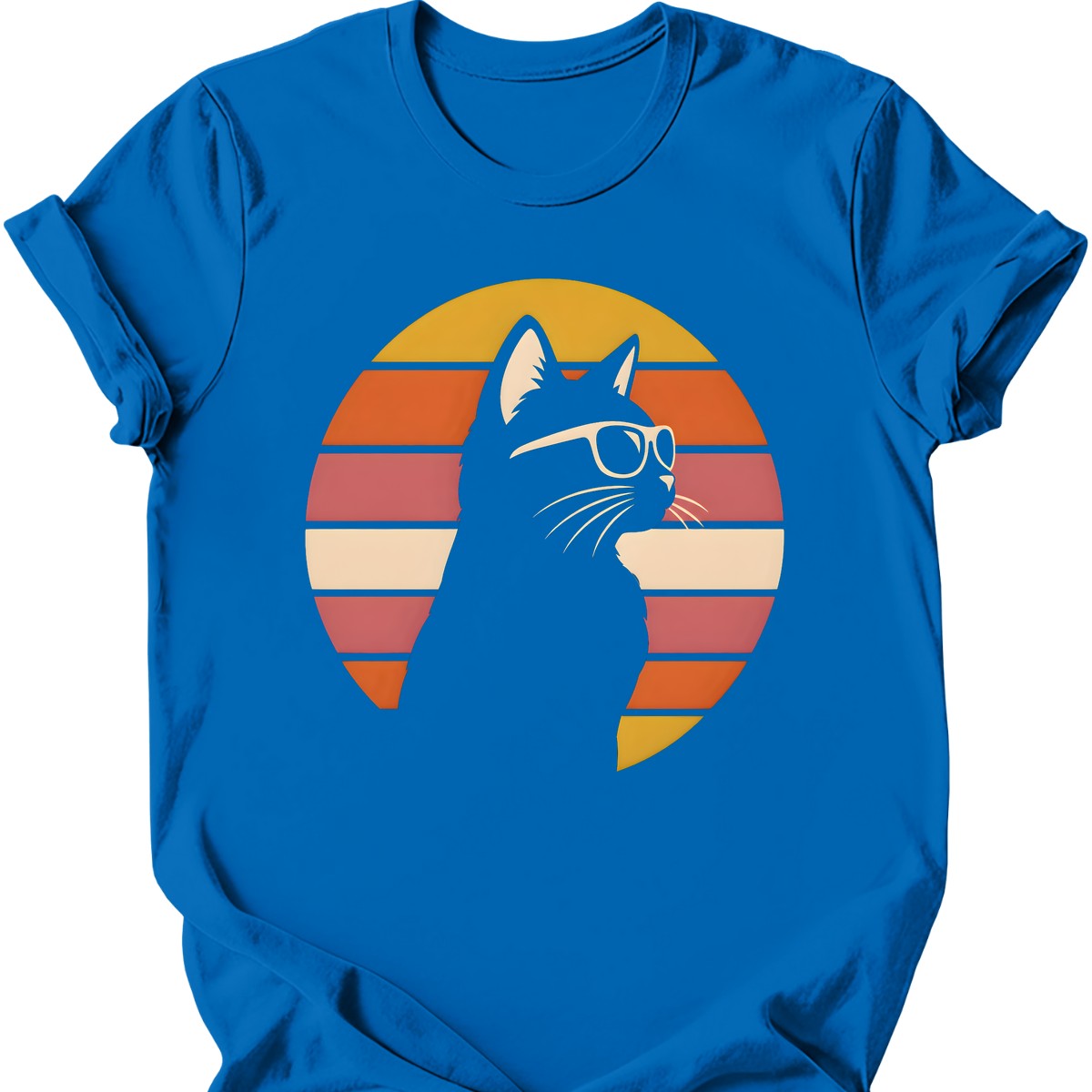 Sunglasses Sunset Cat T-Shirt — Royal
