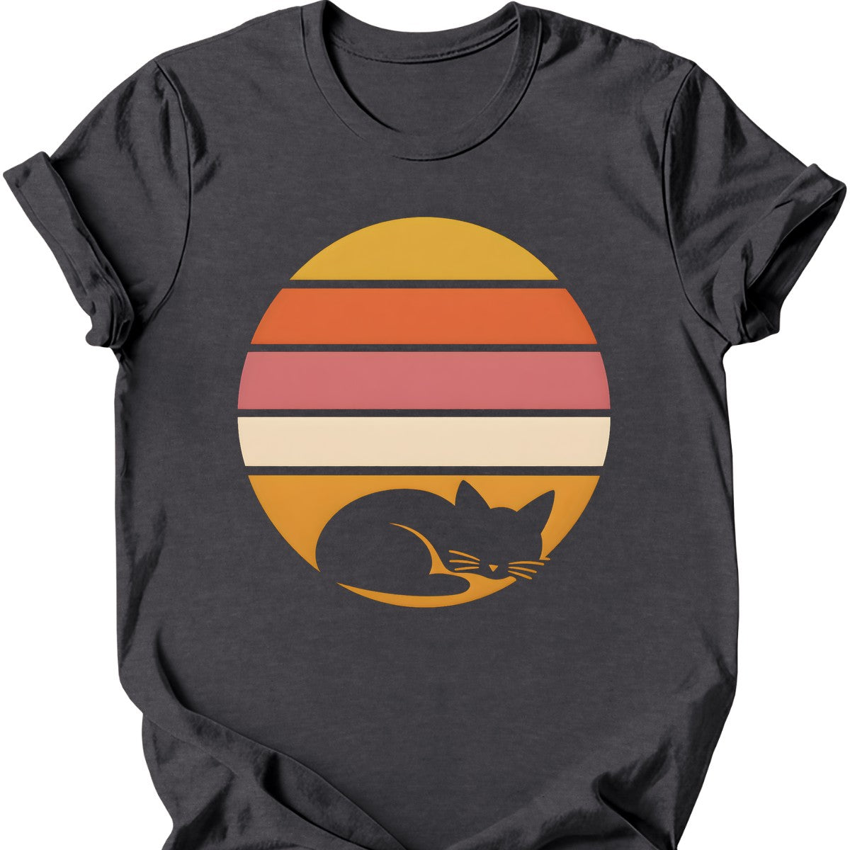 Sunset Nap Cat T-Shirt — Dark Heather
