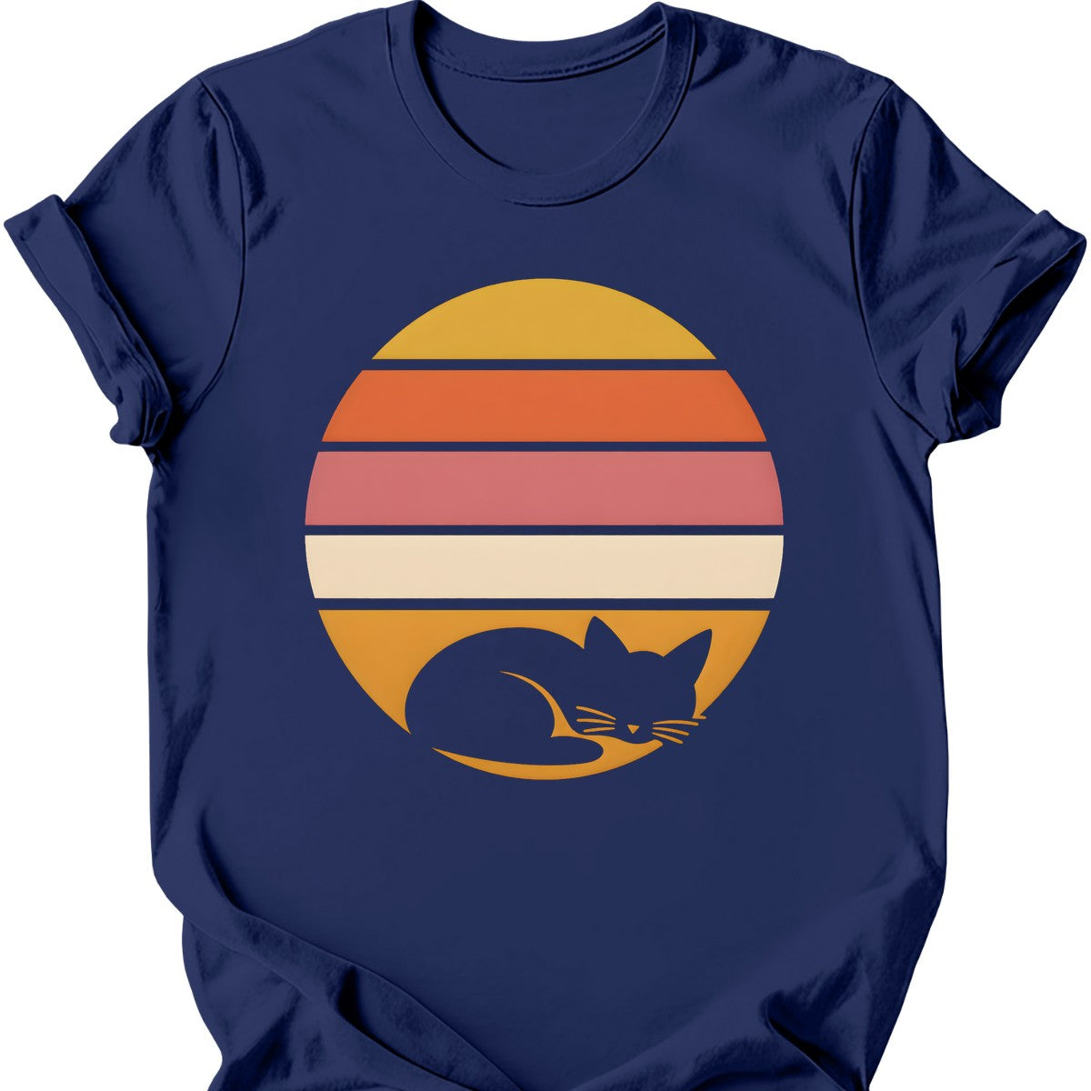 Sunset Nap Cat T-Shirt — Navy
