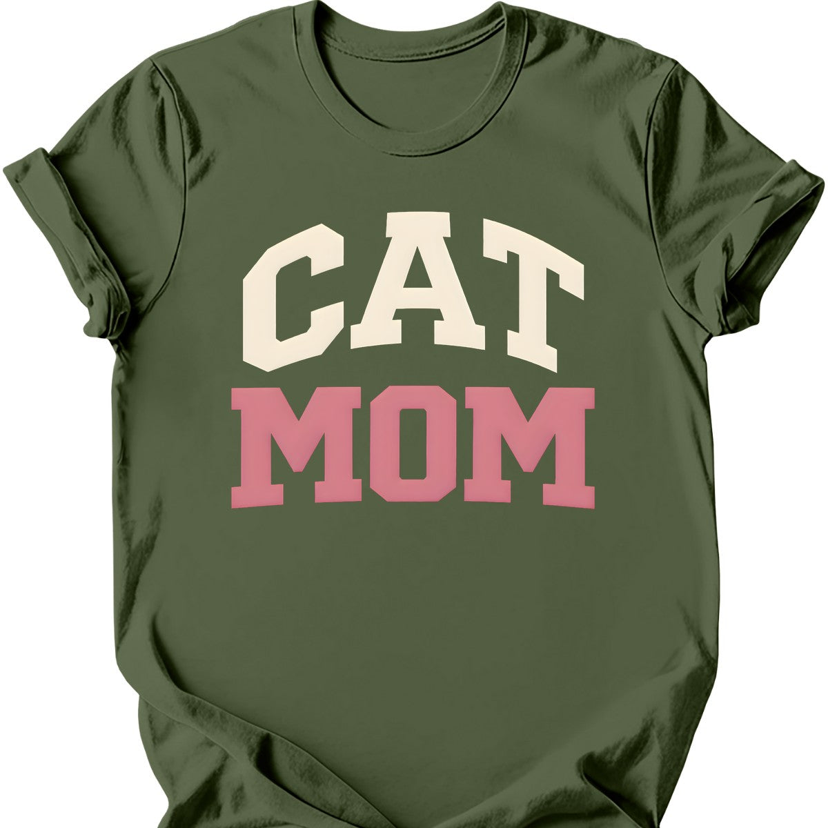 Cat Mom T-Shirt — Military Green