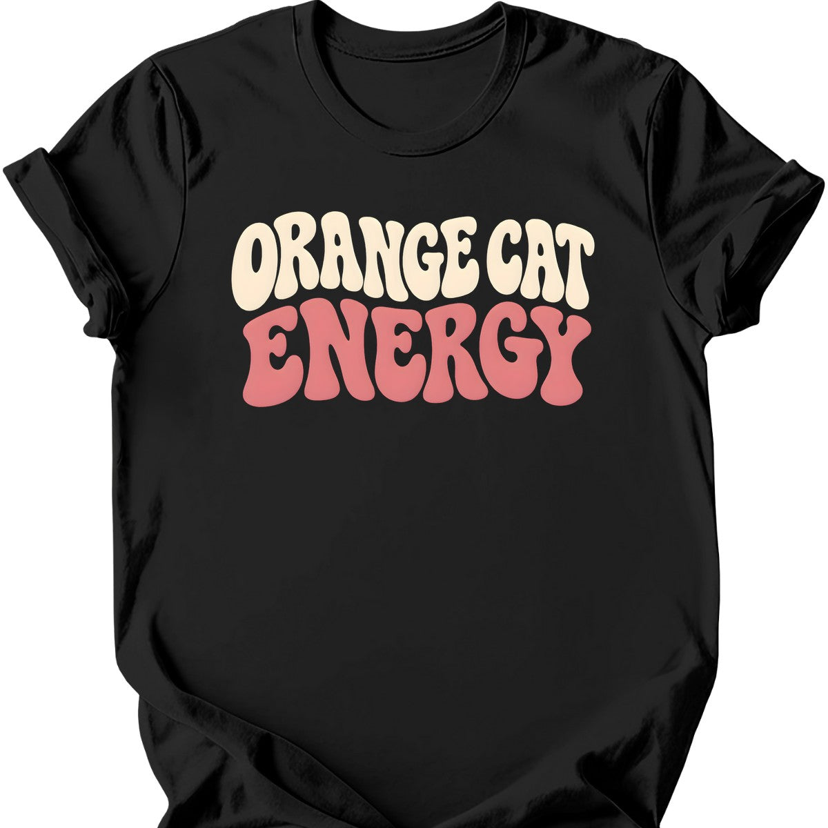 Orange Cat Energy T-Shirt — Black