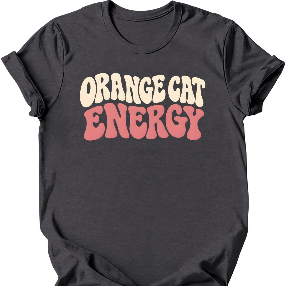 Orange Cat Energy T-Shirt — Dark Heather