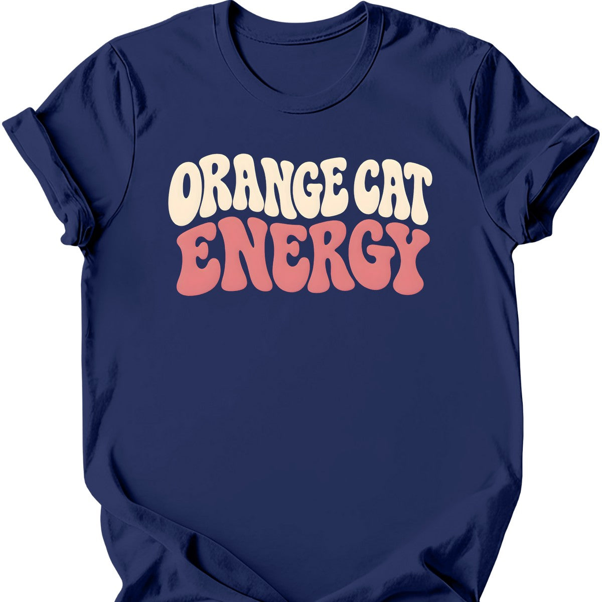 Orange Cat Energy T-Shirt — Navy