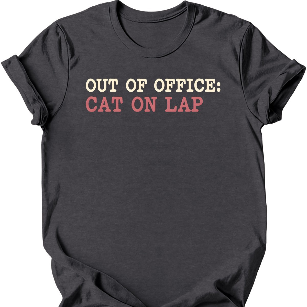 Out of Office: Cat on Lap T-Shirt — Dark Heather