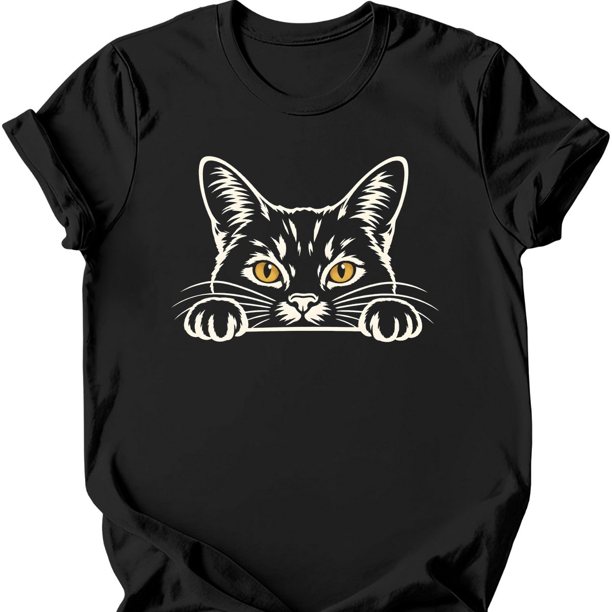 Peeking Void Cat T-Shirt — Black