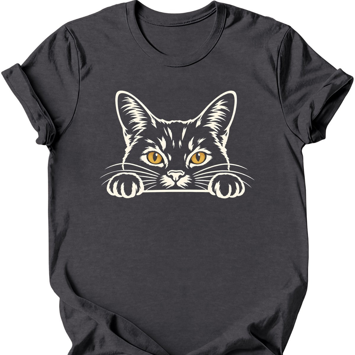 Peeking Void Cat T-Shirt — Dark Heather