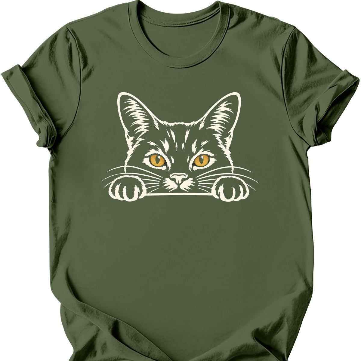 Peeking Void Cat T-Shirt — Military Green