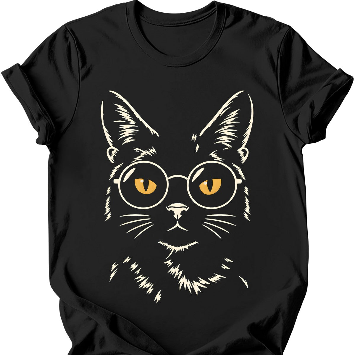 Void Cat in Glasses T-Shirt — Black