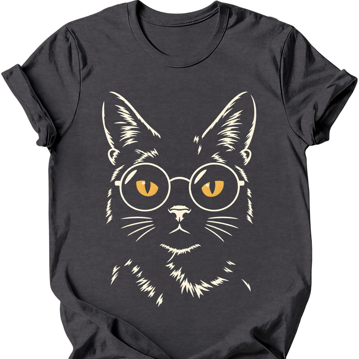 Void Cat in Glasses T-Shirt — Dark Heather