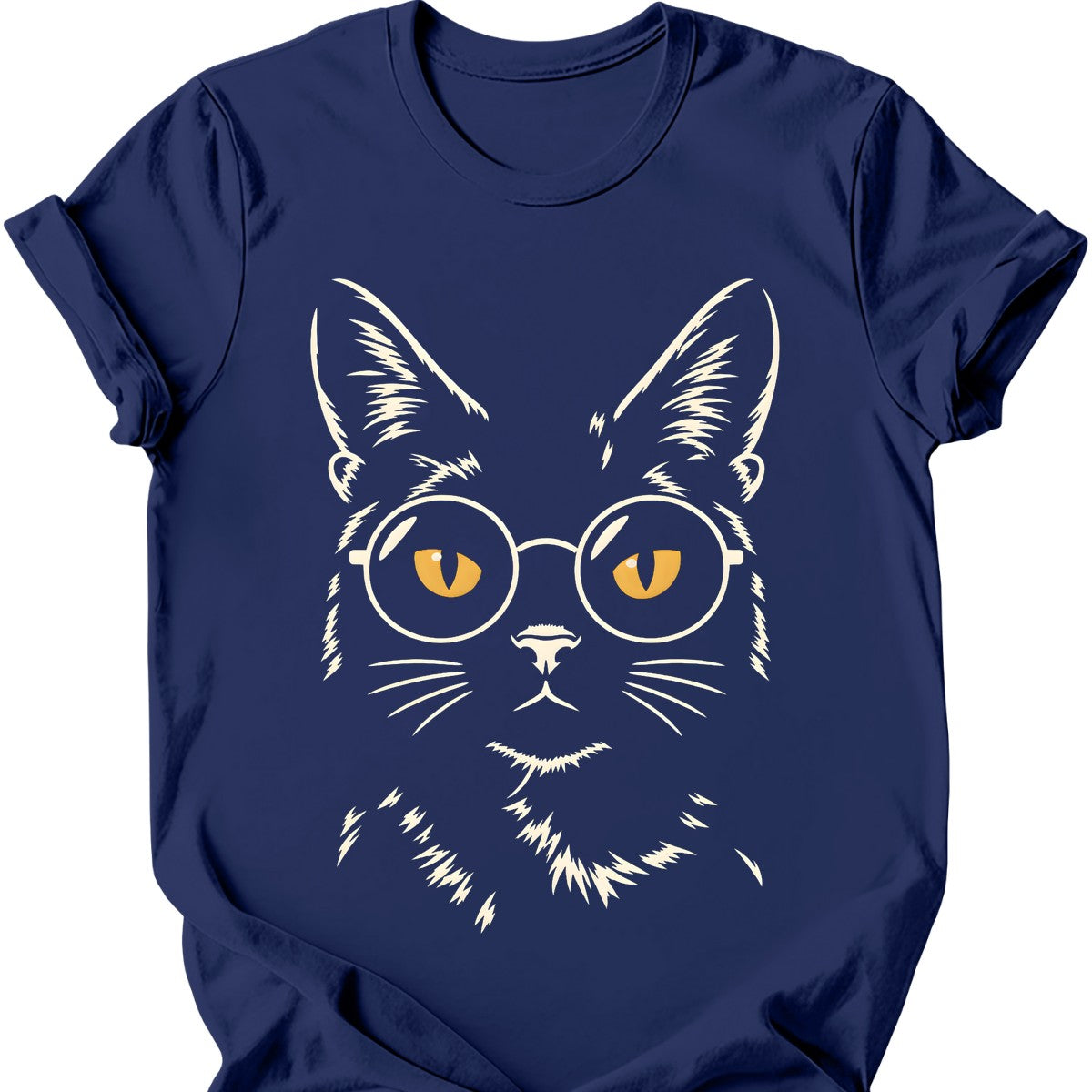 Void Cat in Glasses T-Shirt — Navy
