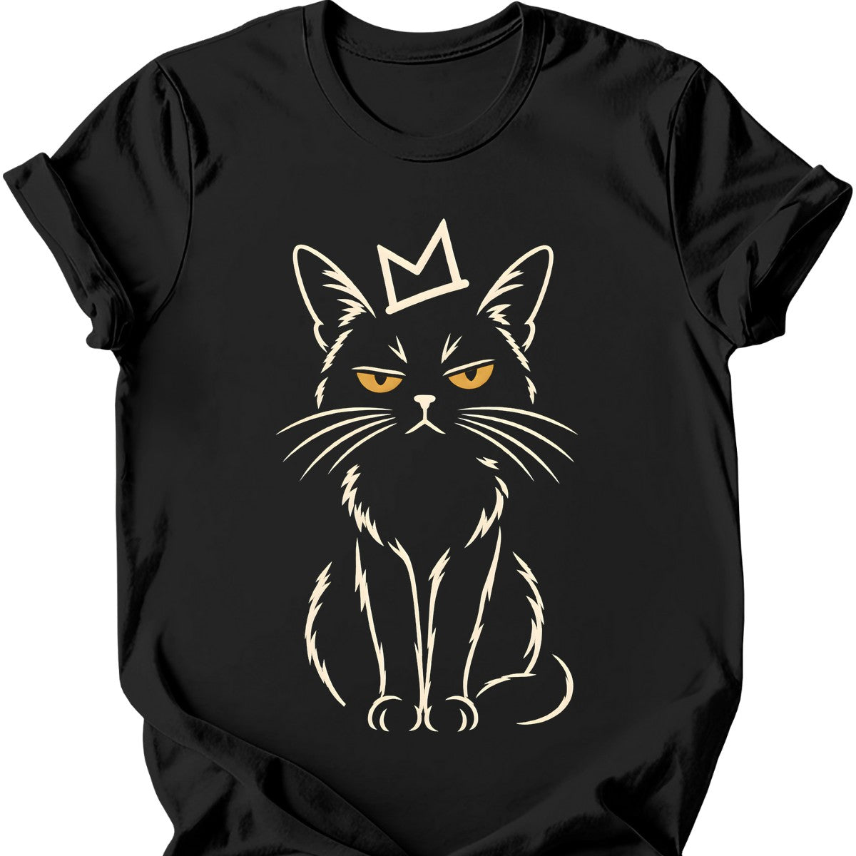 Crowned Void Cat T-Shirt — Black