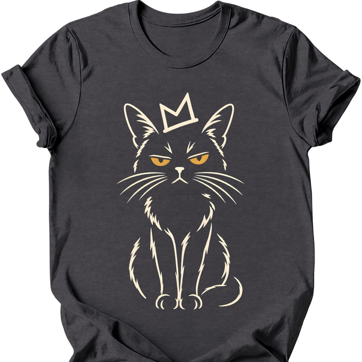 Crowned Void Cat T-Shirt — Dark Heather