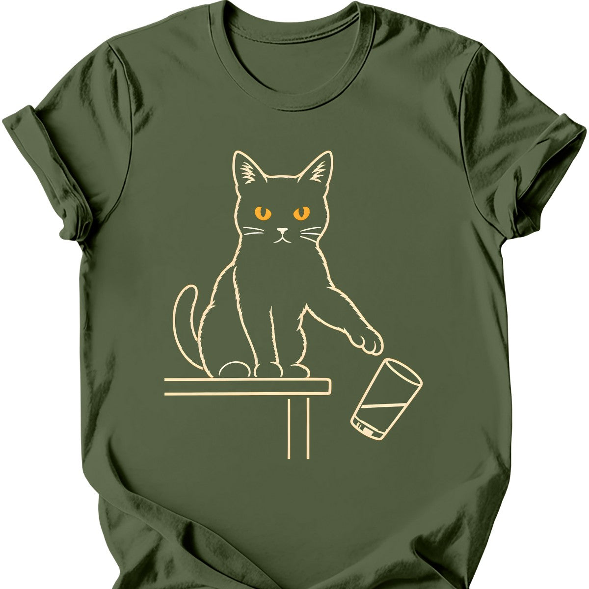 Gravity Void Cat T-Shirt — Military Green