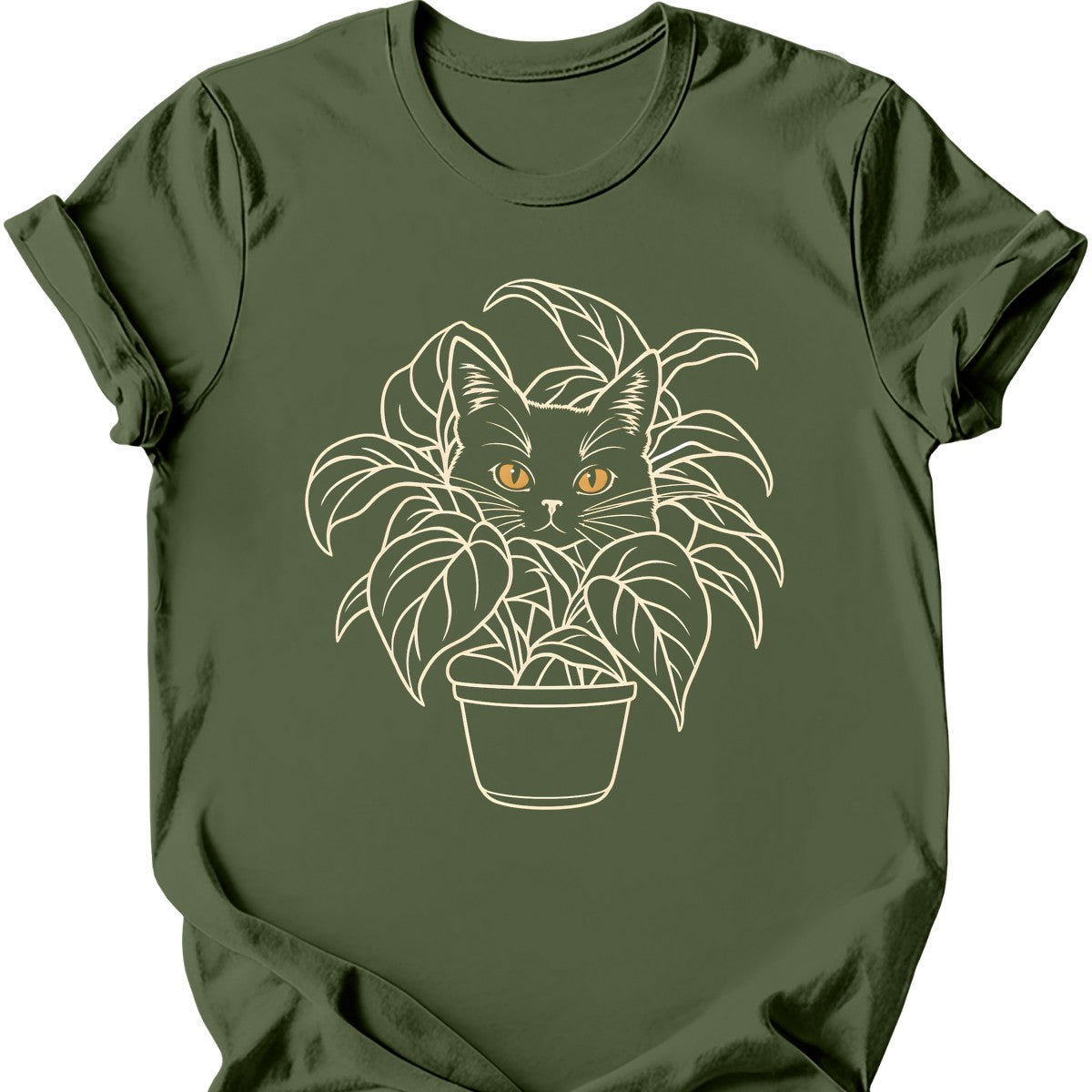 Plant Void Cat T-Shirt — Military Green