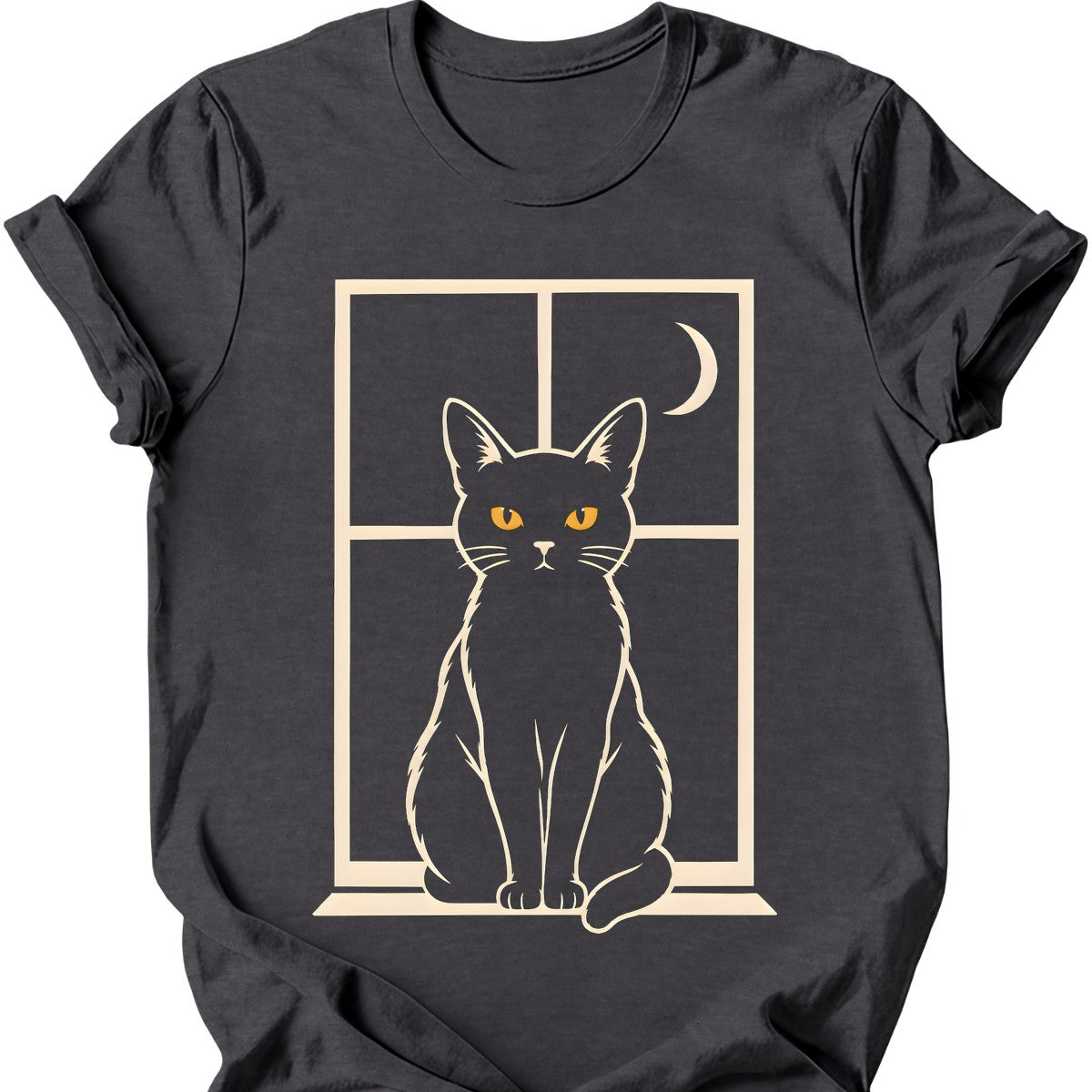 Window Void Cat T-Shirt — Dark Heather
