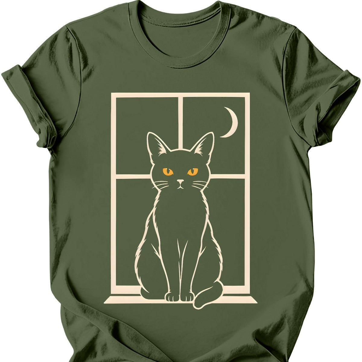 Window Void Cat T-Shirt — Military Green