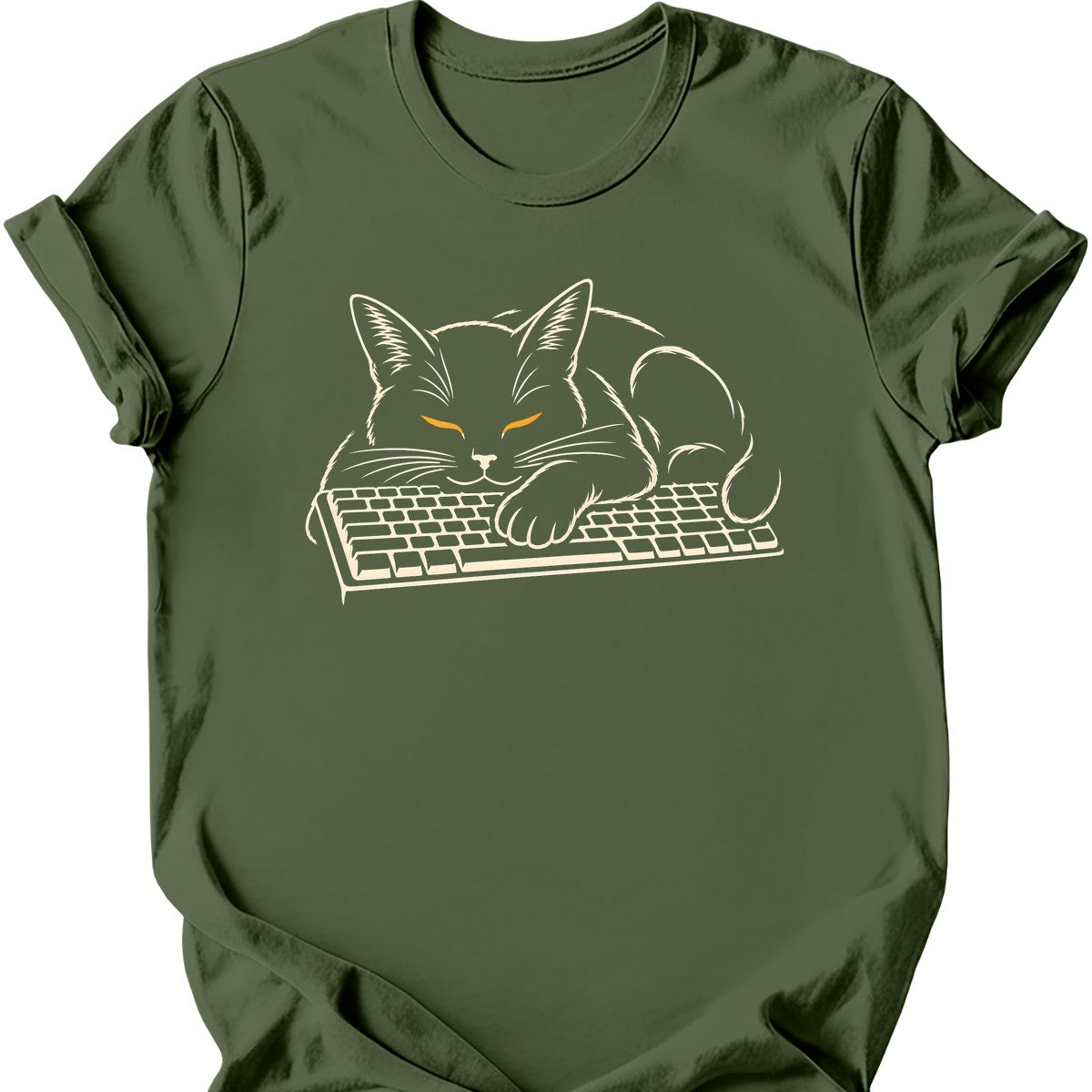 Keyboard Void Cat T-Shirt — Military Green