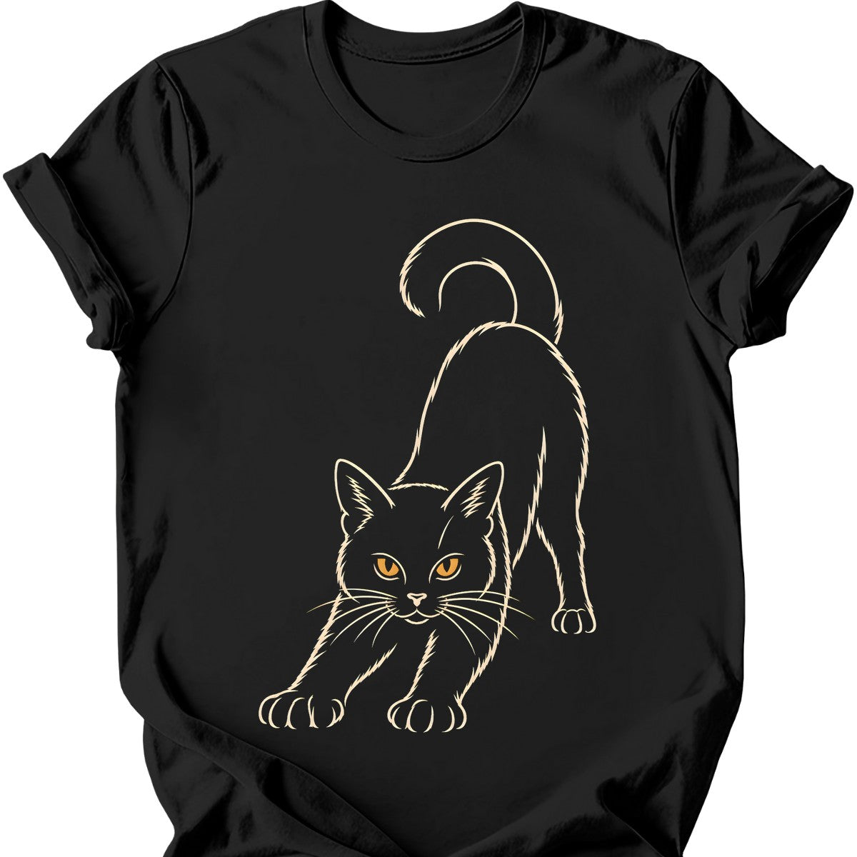 Stretching Void Cat T-Shirt — Black
