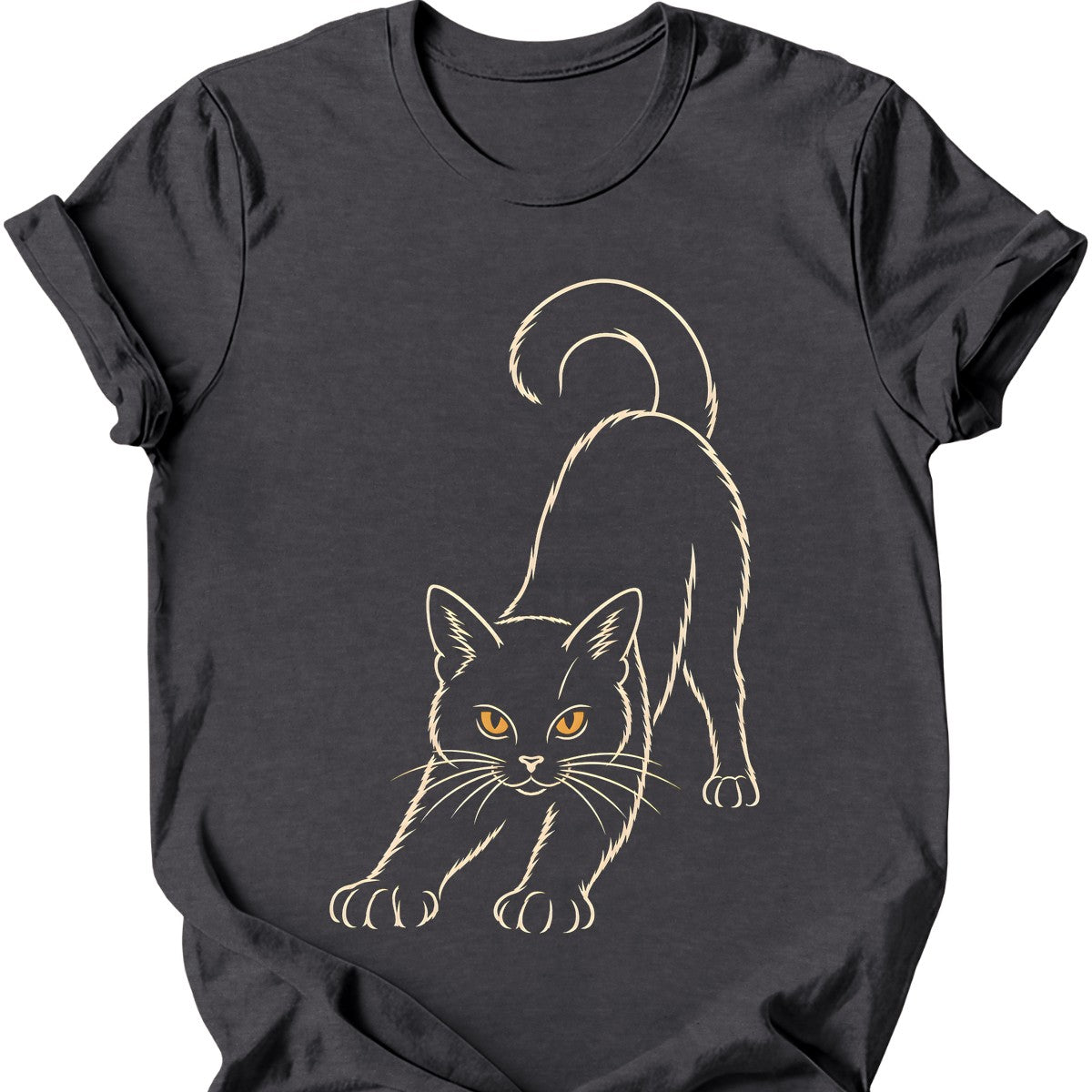 Stretching Void Cat T-Shirt — Dark Heather