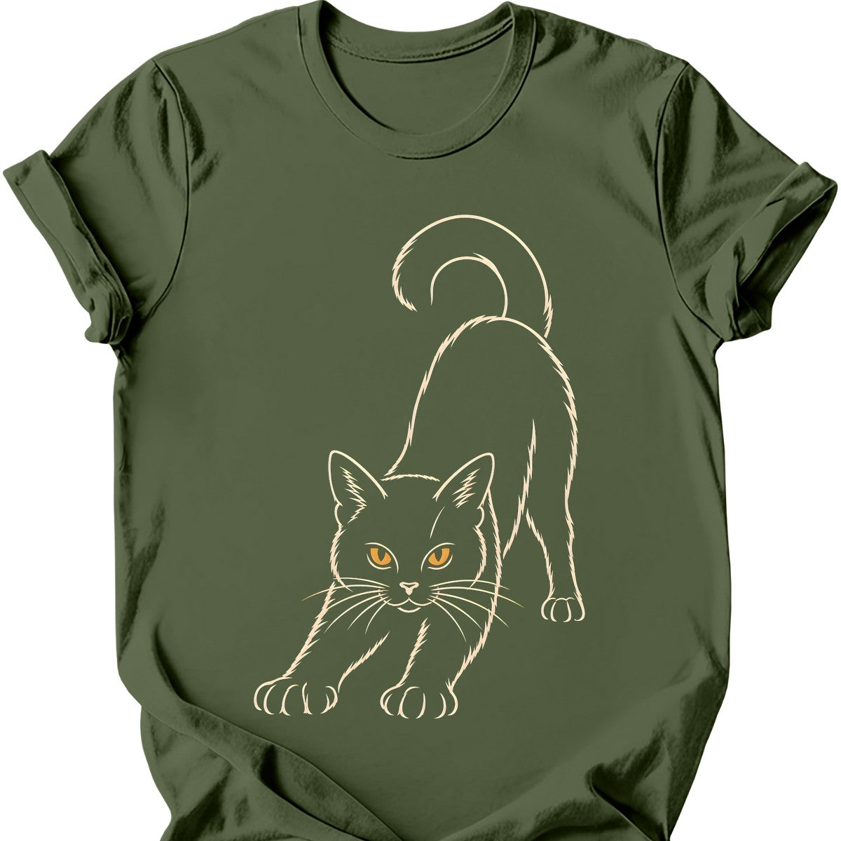 Stretching Void Cat T-Shirt — Military Green