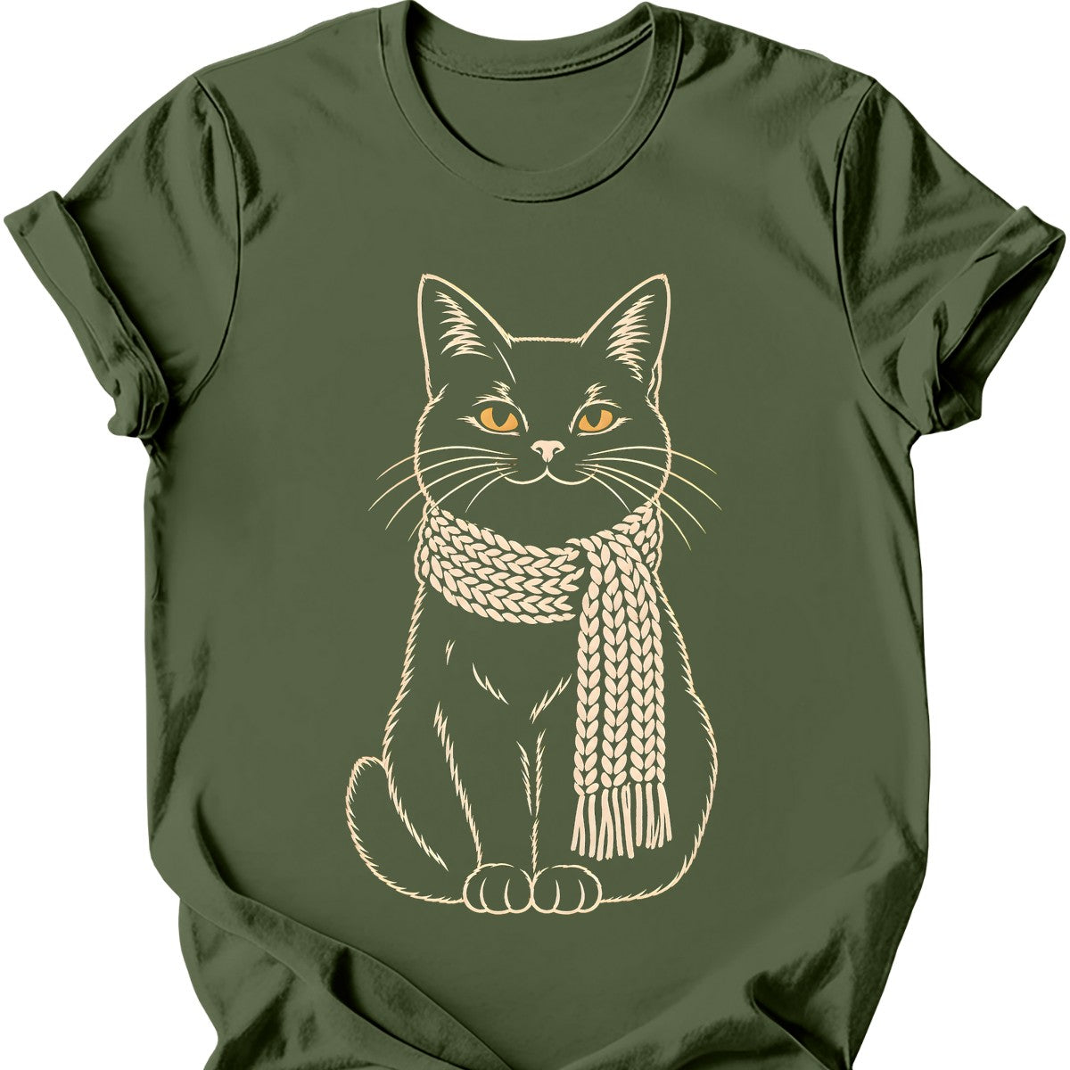 Scarf Void Cat T-Shirt — Military Green